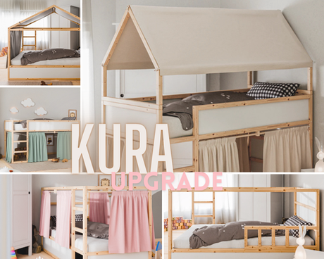 Kura Bett Ideen: Hacks Update für Kinderbett Hausbett Stoffdach Ikea Kinderzimmer