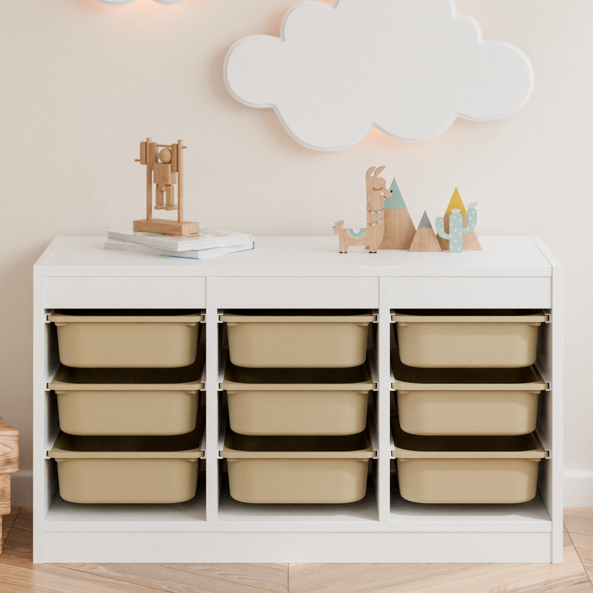 Box "TRÖVI" in Beige - 42 x 30 x 10cm, passend für Trofast Regale Trofast Box Clutter Cover