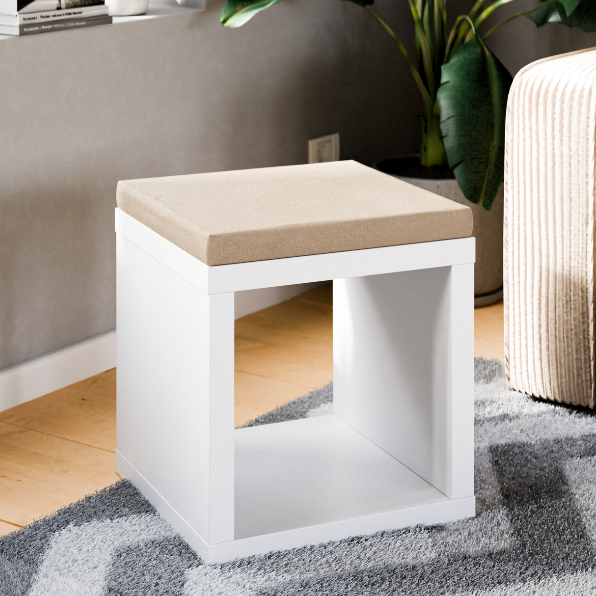 Sitzkissen nach Maß, 4cm starke Sitzauflage in Beige oder Grau, Länge bis 300cm, Breite bis 50cm Sitzauflage Clutter Cover