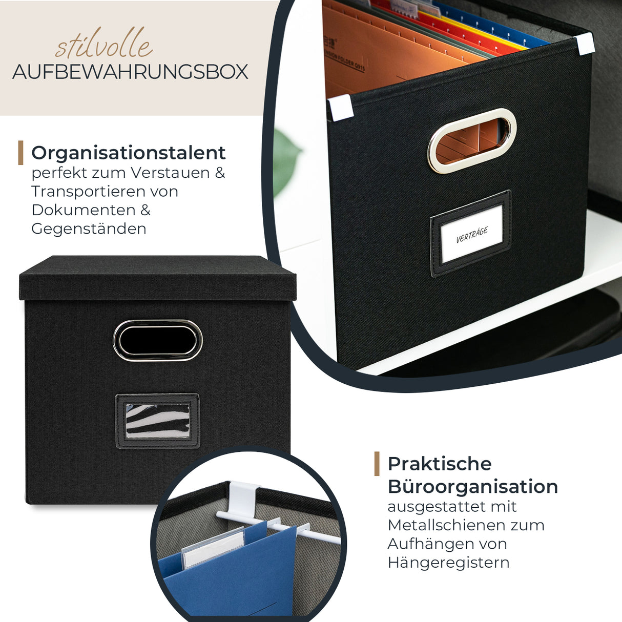 Kallax Box für Hängeregister DIN A4, Stoffbox für Hängemappen, 33 x 37,5 x 28cm Kallax Einsatz Clutter Cover