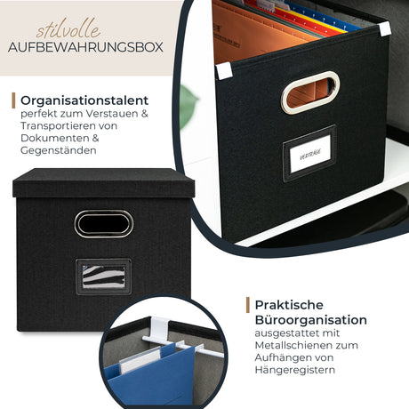 Kallax Box für Hängeregister DIN A4, Stoffbox für Hängemappen, 33 x 37,5 x 28cm Kallax Einsatz Clutter Cover