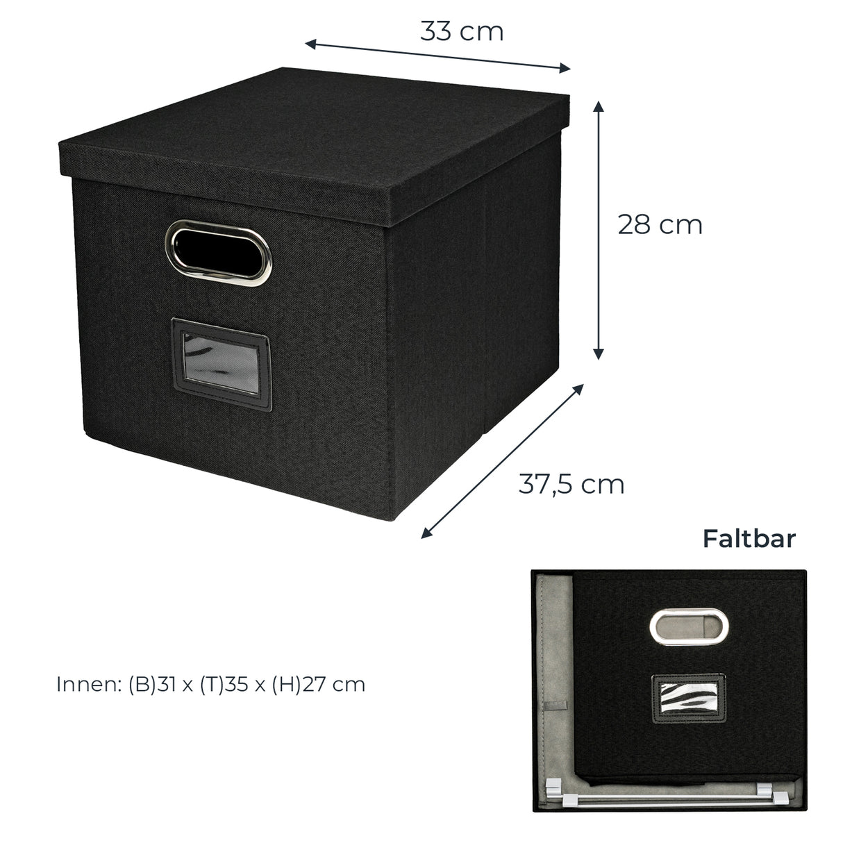 Kallax Box für Hängeregister DIN A4, Stoffbox für Hängemappen, 33 x 37,5 x 28cm Kallax Einsatz Clutter Cover