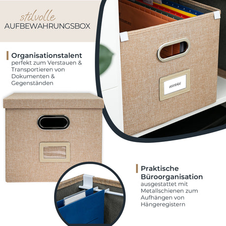 Kallax Box für Hängeregister DIN A4, Stoffbox für Hängemappen, 33 x 37,5 x 28cm Kallax Einsatz Clutter Cover