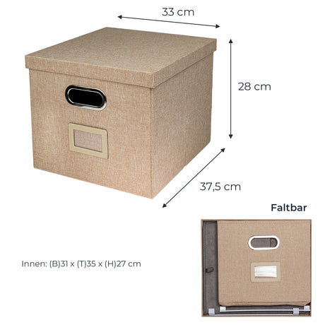 Kallax Box für Hängeregister DIN A4, Stoffbox für Hängemappen, 33 x 37,5 x 28cm Kallax Einsatz Clutter Cover