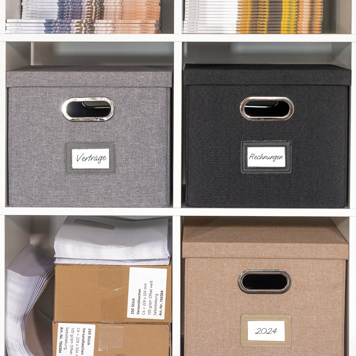 Kallax Box für Hängeregister DIN A4, Stoffbox für Hängemappen, 33 x 37,5 x 28cm Kallax Einsatz Clutter Cover