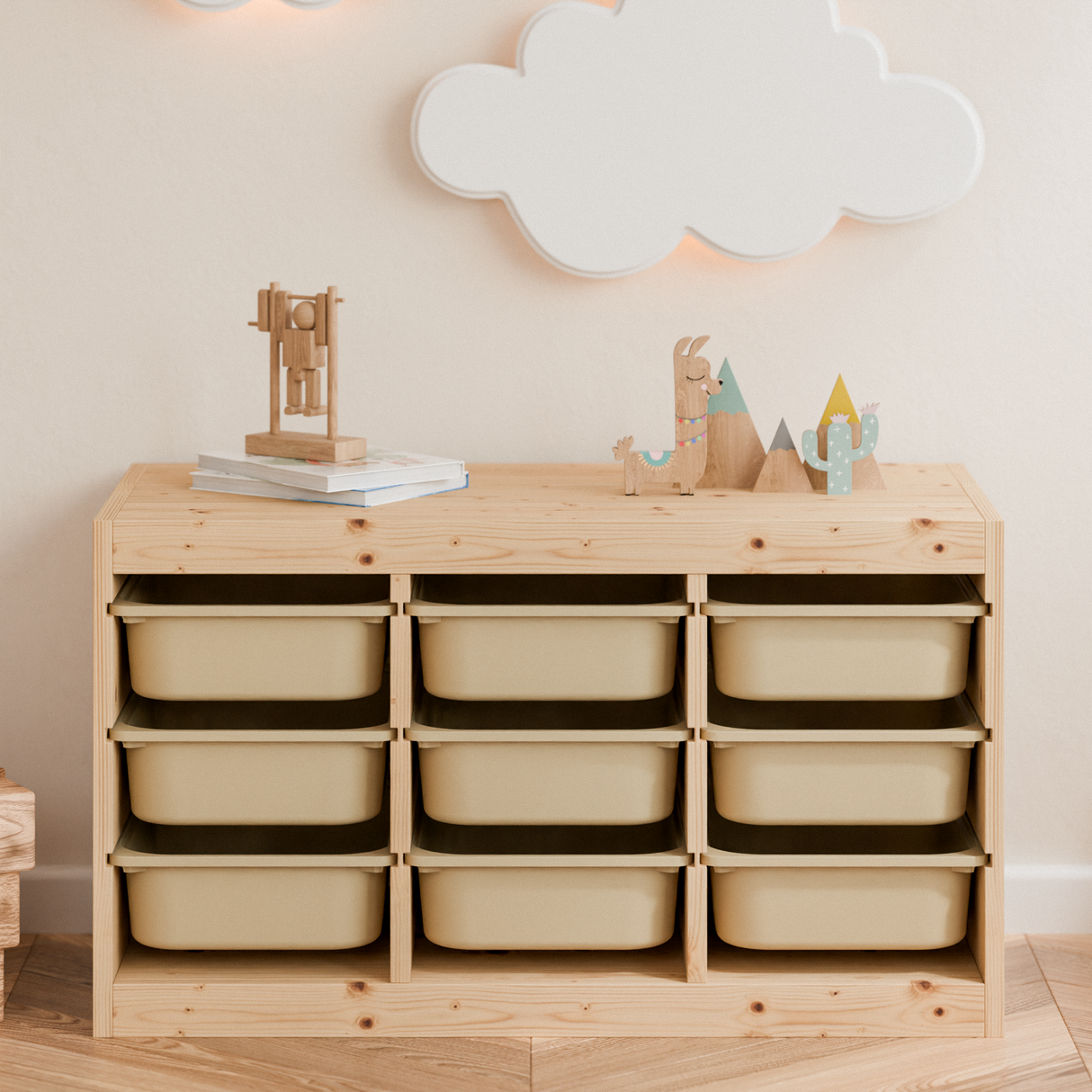 Box "TRÖVI" in Beige - 42 x 30 x 10cm, passend für Trofast Regale Trofast Box Clutter Cover