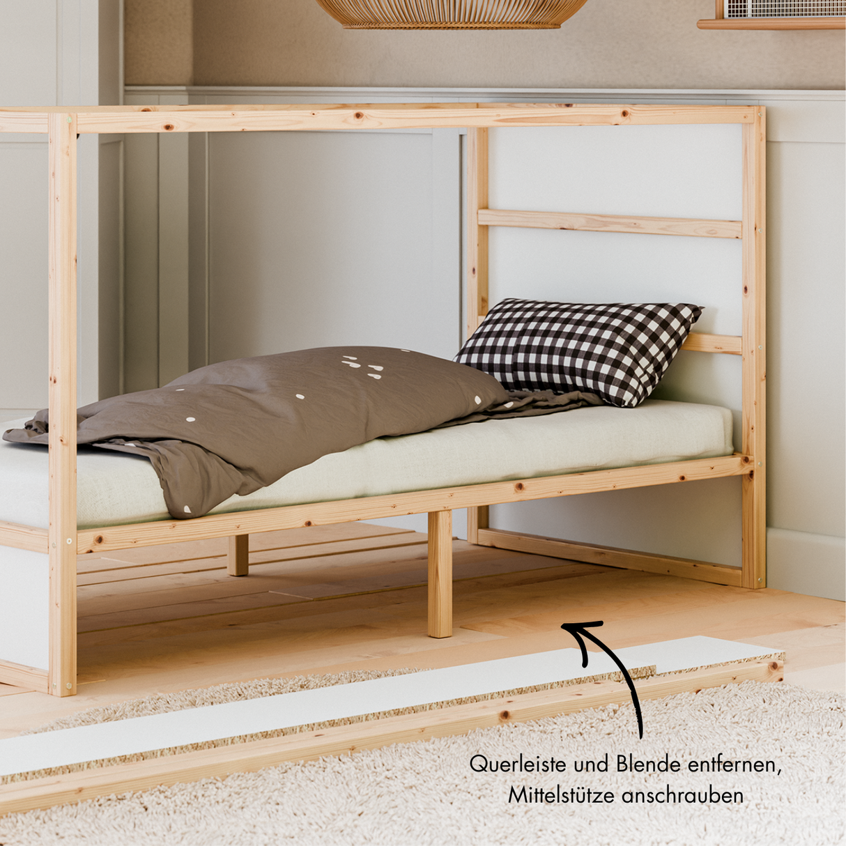 Box für IKEA Kura Bett, Unterbettkommode aus Cord Stoff, 90 x 32 x 27cm - Beige, Grün oder Rosa Box Kiste Korb Clutter Cover