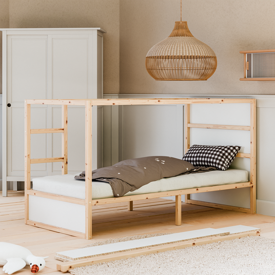 Box für IKEA Kura Bett, Unterbettkommode aus Cord Stoff, 90 x 32 x 27cm - Beige, Grün oder Rosa Box Kiste Korb Clutter Cover