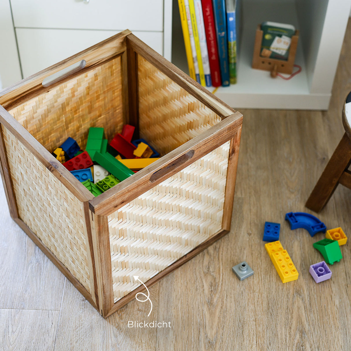 Kallax Rattan Korb mit Wiener Geflecht und Holzrahmen, 32 x 34 x 32cm Kallax Einsatz Clutter Cover