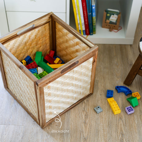 Kallax Rattan Korb mit Wiener Geflecht und Holzrahmen, 32 x 34 x 32cm Kallax Einsatz Clutter Cover