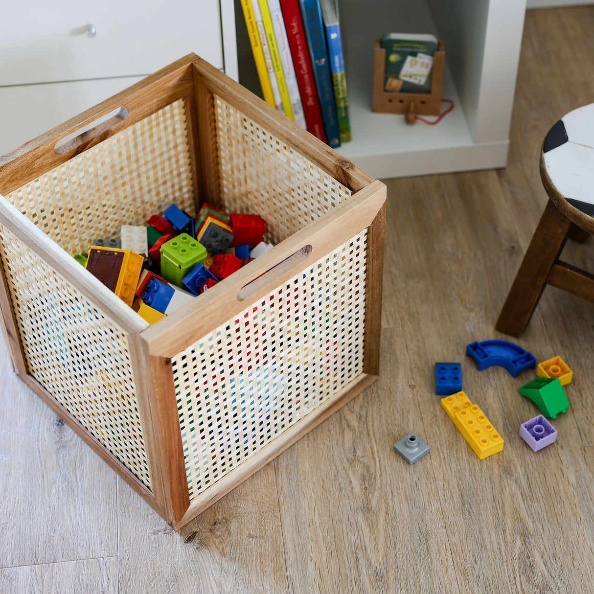 Kallax Rattan Korb mit Wiener Geflecht und Holzrahmen, 32 x 34 x 32cm Kallax Einsatz Clutter Cover