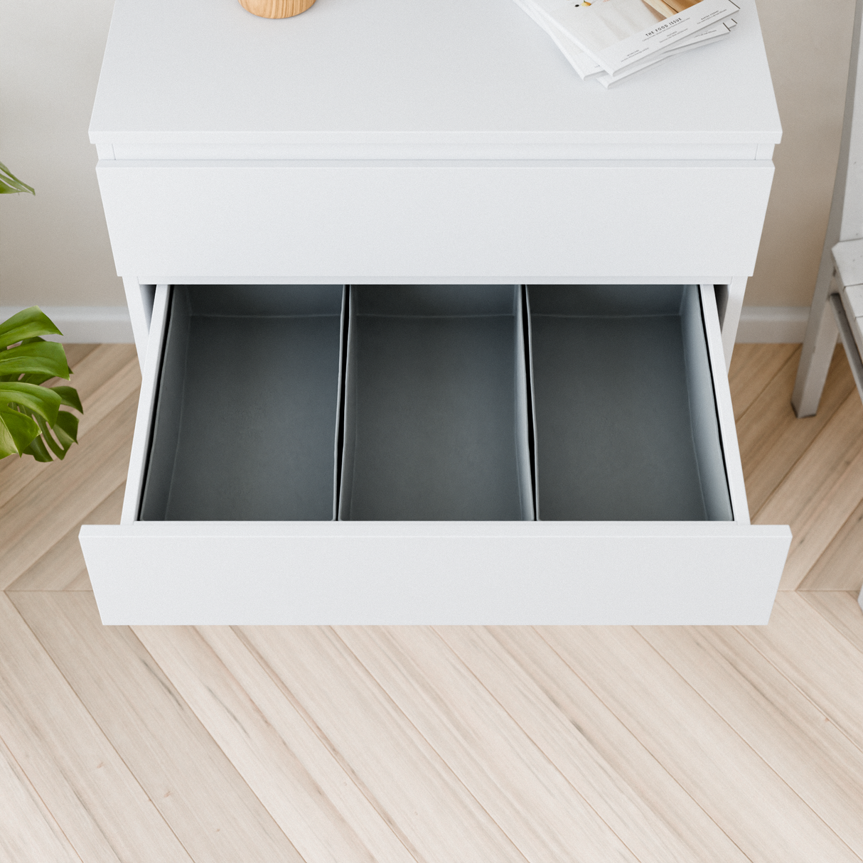 3x Organizer für IKEA Malm Kommode, Boxen für Schubladen 42 x 23 x 13cm Box Kiste Korb Clutter Cover