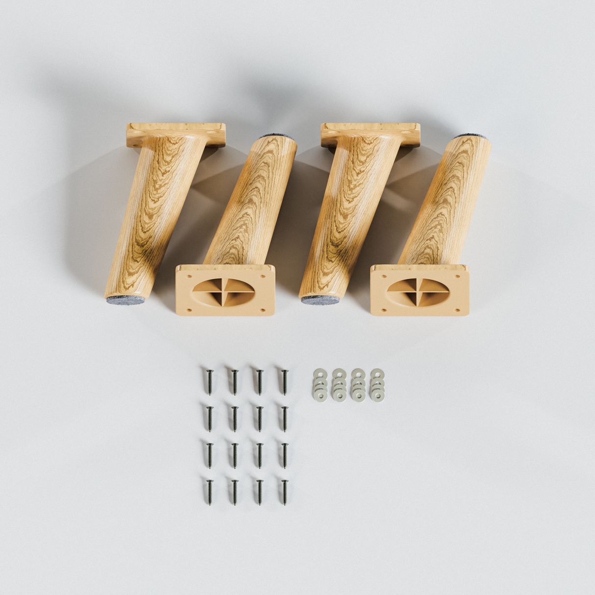 4 x Möbelfüße Regalbeine passend für Ikea Kallax Regal - Buchenoptik, 15 & 20cm Möbelfüße Clutter Cover