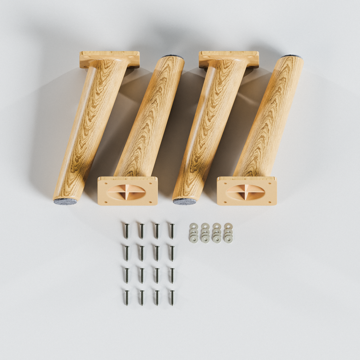 4 x Möbelfüße Regalbeine passend für Ikea Kallax Regal - Buchenoptik, 15 & 20cm Möbelfüße Clutter Cover