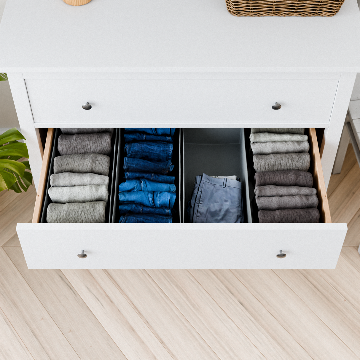 4er-Set Schubladen-Organizer für IKEA Hemnes Kommode, 42 x 20,5 x 13cm Box Kiste Clutter Cover