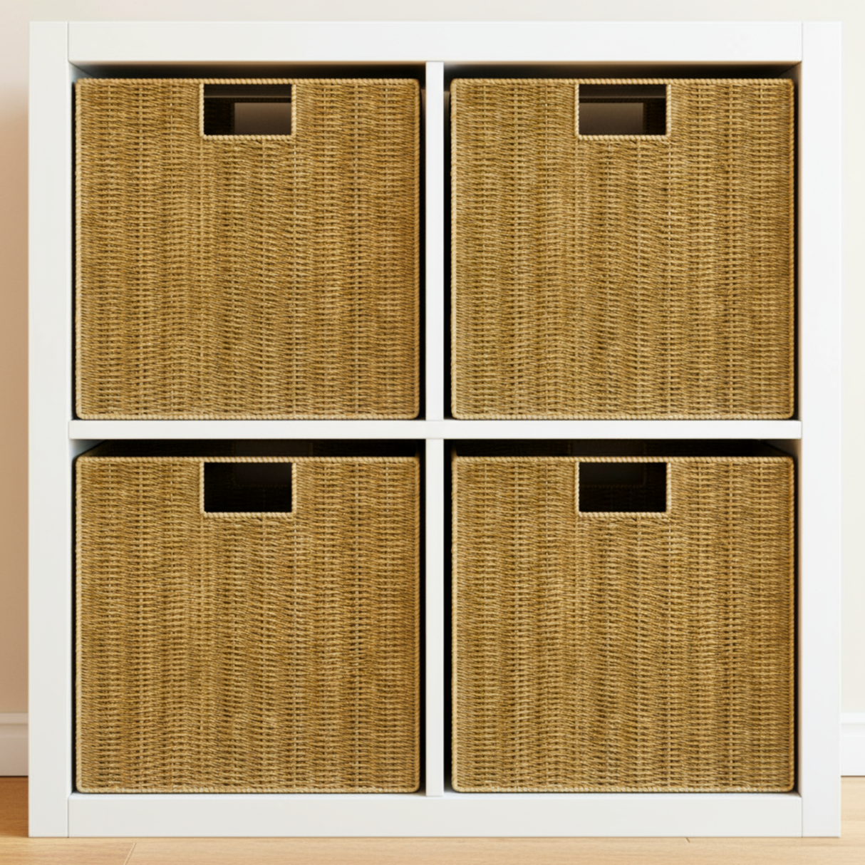 Korb für Kallax Regal aus Seegras 32 x 34,5 x 32cm, Flechtkorb 4er-Set Kallax Einsatz Clutter Cover