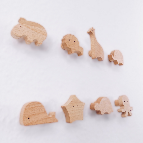 4x Wandhaken Tiere aus Holz, Garderobe für Kinderzimmer Wandhaken Clutter Cover