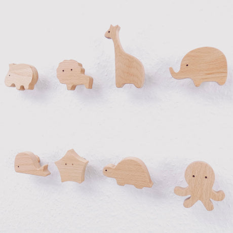 4x Wandhaken Tiere aus Holz, Garderobe für Kinderzimmer Wandhaken Clutter Cover