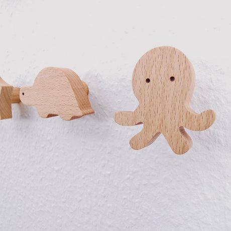 4x Wandhaken Tiere aus Holz, Garderobe für Kinderzimmer Wandhaken Clutter Cover