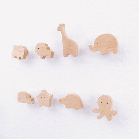4x Wandhaken Tiere aus Holz, Garderobe für Kinderzimmer Wandhaken Clutter Cover