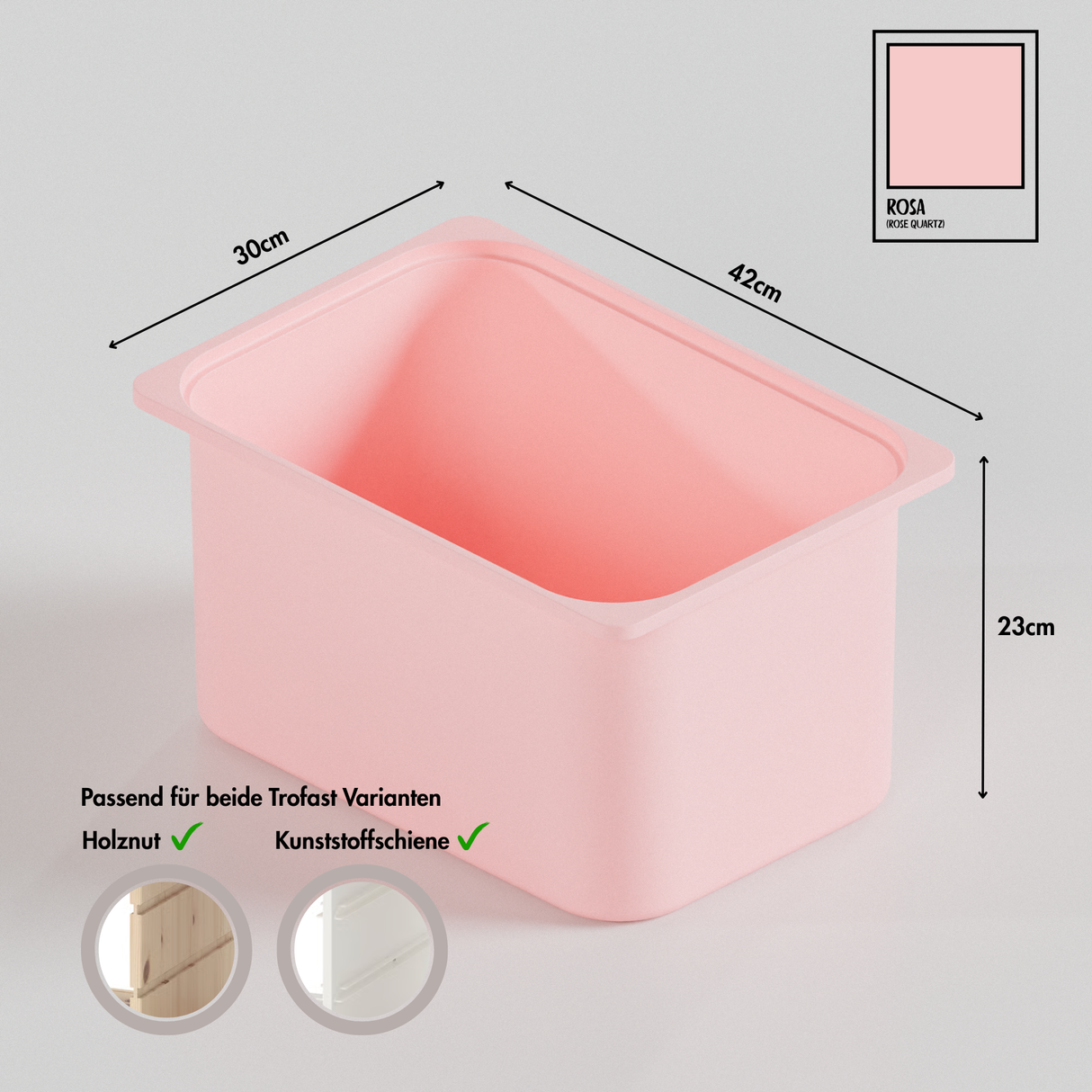 Große Box „TRÖVI“ für IKEA Trofast Regale – 42 × 30 × 23 cm in Rosa Box Kiste Korb Clutter Cover