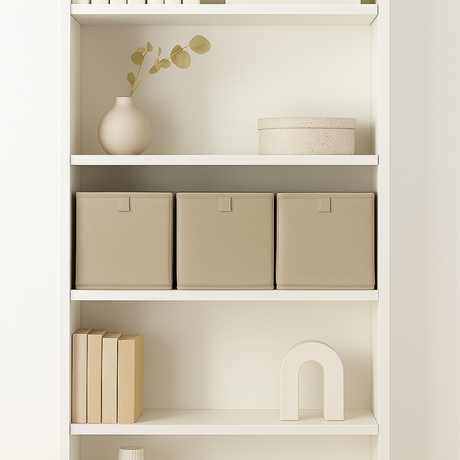 Box für IKEA Billy Regal in Beige, 24 x 24 x 24cm, faltbare Stoffbox Box Kiste Korb Clutter Cover