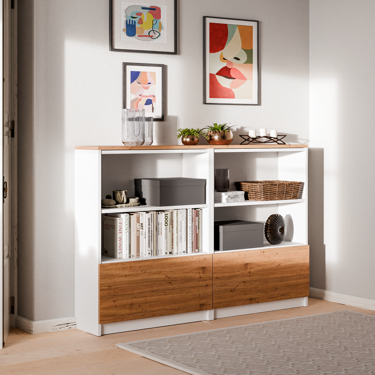 Klapptür für IKEA BILLY Regal, 80 x 30cm in Weiß oder Eichenoptik Billy Einsatz Clutter Cover