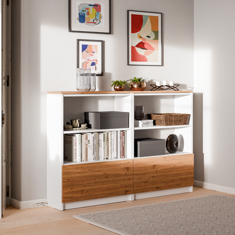 Klapptür für IKEA BILLY Regal, 80 x 30cm in Weiß oder Eichenoptik Billy Einsatz Clutter Cover