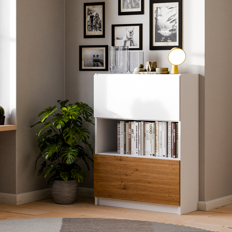 Klapptür für IKEA BILLY Regal, 80 x 30cm in Weiß oder Eichenoptik Billy Einsatz Clutter Cover