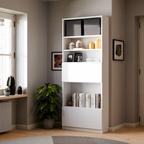 Klapptür für IKEA BILLY Regal, 80 x 30cm in Weiß oder Eichenoptik Billy Einsatz Clutter Cover