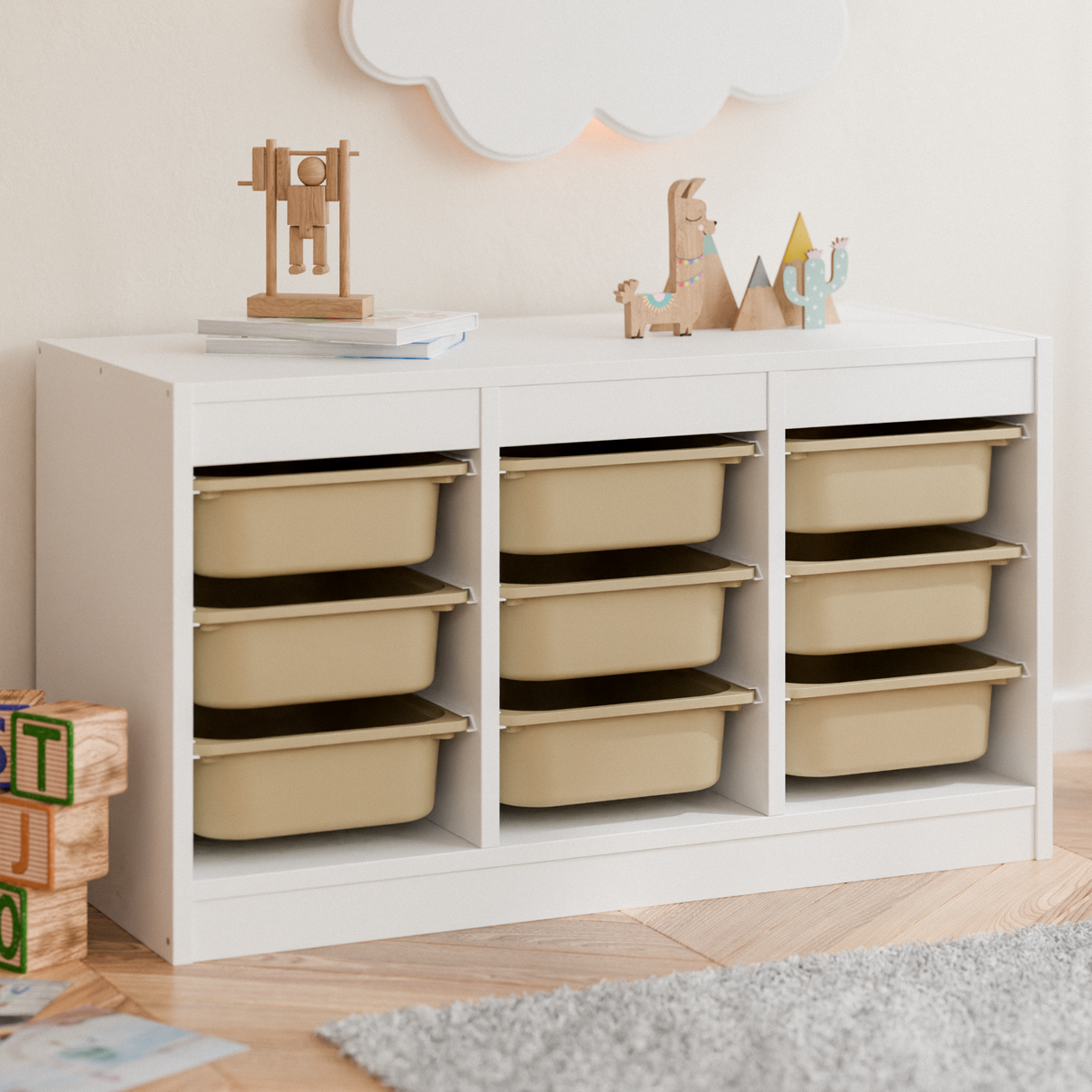 Box "TRÖVI" in Beige - 42 x 30 x 10cm, passend für Trofast Regale Trofast Box Clutter Cover