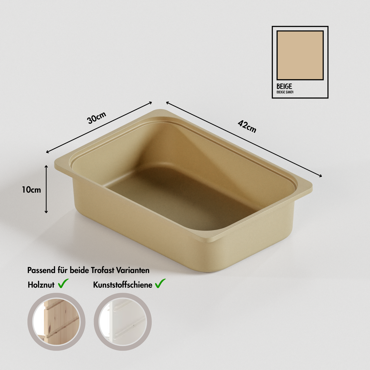 Box "TRÖVI" in Beige - 42 x 30 x 10cm, passend für Trofast Regale Trofast Box Clutter Cover