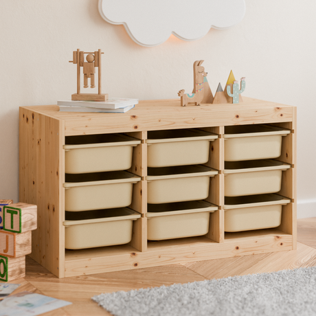 Box "TRÖVI" für IKEA Trofast Regale - 42 x 30 x 10cm in Weiß, Beige, Rosa und Eukalyptus Box Kiste Clutter Cover