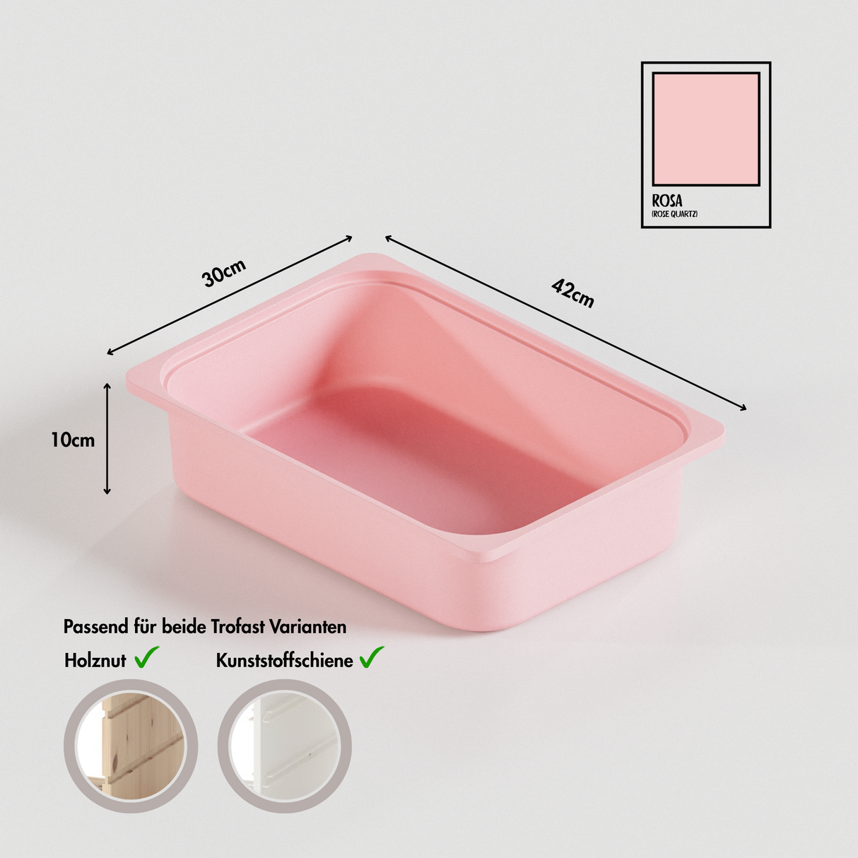 Box "TRÖVI" für IKEA Trofast Regale - 42 x 30 x 10cm in Weiß, Beige, Rosa und Eukalyptus Box Kiste Clutter Cover