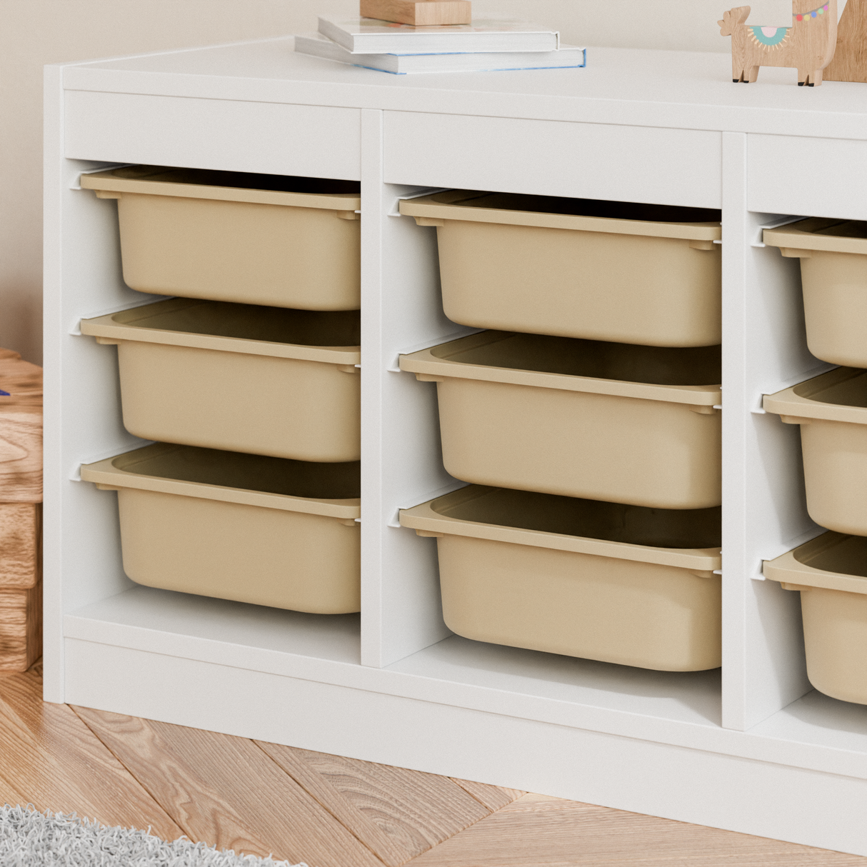 Box "TRÖVI" in Beige - 42 x 30 x 10cm, passend für Trofast Regale Trofast Box Clutter Cover