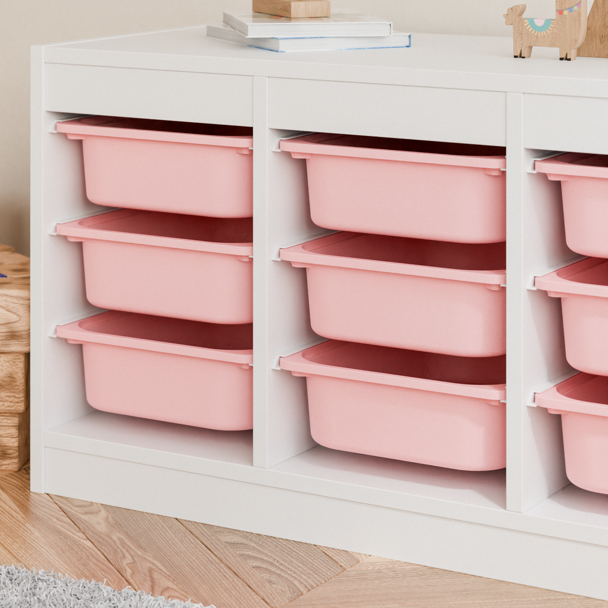 Box "TRÖVI" für IKEA Trofast Regale - 42 x 30 x 10cm in Weiß, Beige, Rosa und Eukalyptus Box Kiste Clutter Cover