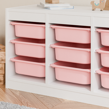 Box "TRÖVI" für IKEA Trofast Regale - 42 x 30 x 10cm in Weiß, Beige, Rosa und Eukalyptus Box Kiste Clutter Cover