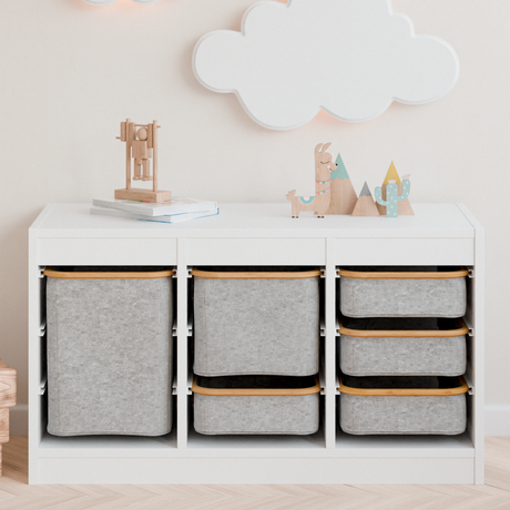 Box für Trofast Regal, Stoffbox mit Holzrahmen in versch. Größen, grau Trofast Box Clutter Cover