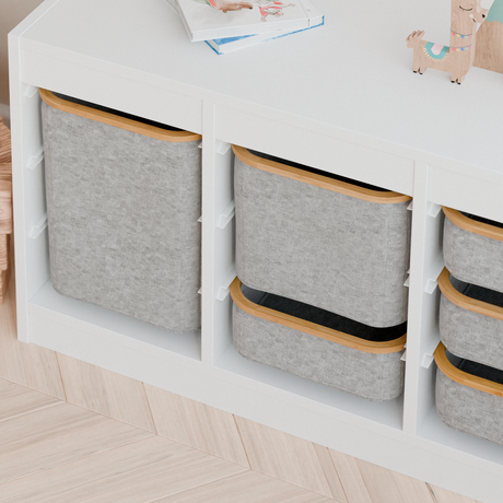 Box für Trofast Regal, Stoffbox mit Holzrahmen in versch. Größen, grau Trofast Box Clutter Cover