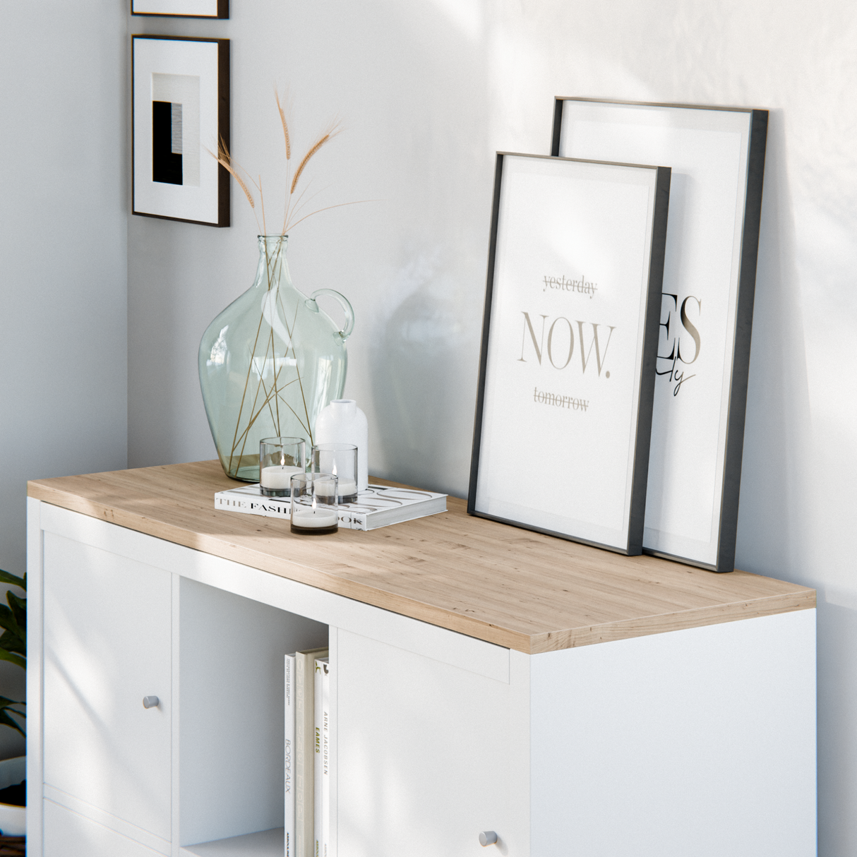 Holzplatte für 3er IKEA Kallax Regal, Eiche - Deckplatte 111,5 x 39cm Holzplatte Clutter Cover