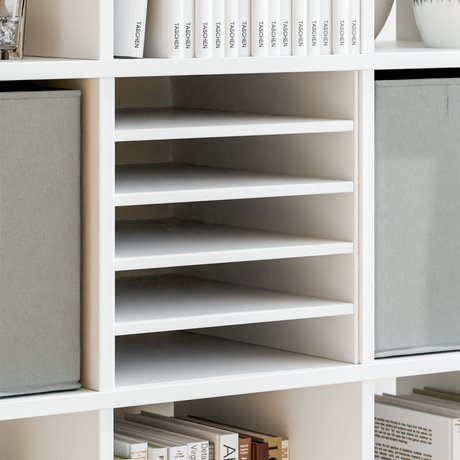 IKEA Kallax Fachteiler, weiß - Einsatz 33 x 33cm mit 4 Böden Fachteiler Clutter Cover