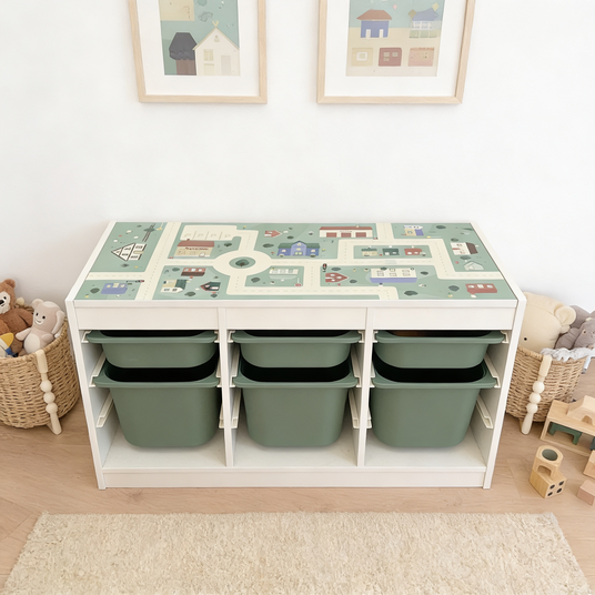 Spielfolie für IKEA Trofast Regal, PVC-freie Klebefolie Möbelfolie Clutter Cover