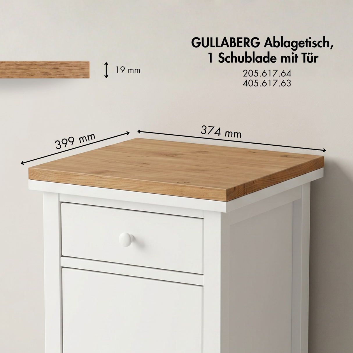 Holzplatte für IKEA Gullaberg Ablagetisch 38 x 40cm im Stil Artisan Eiche Holzplatte Clutter Cover
