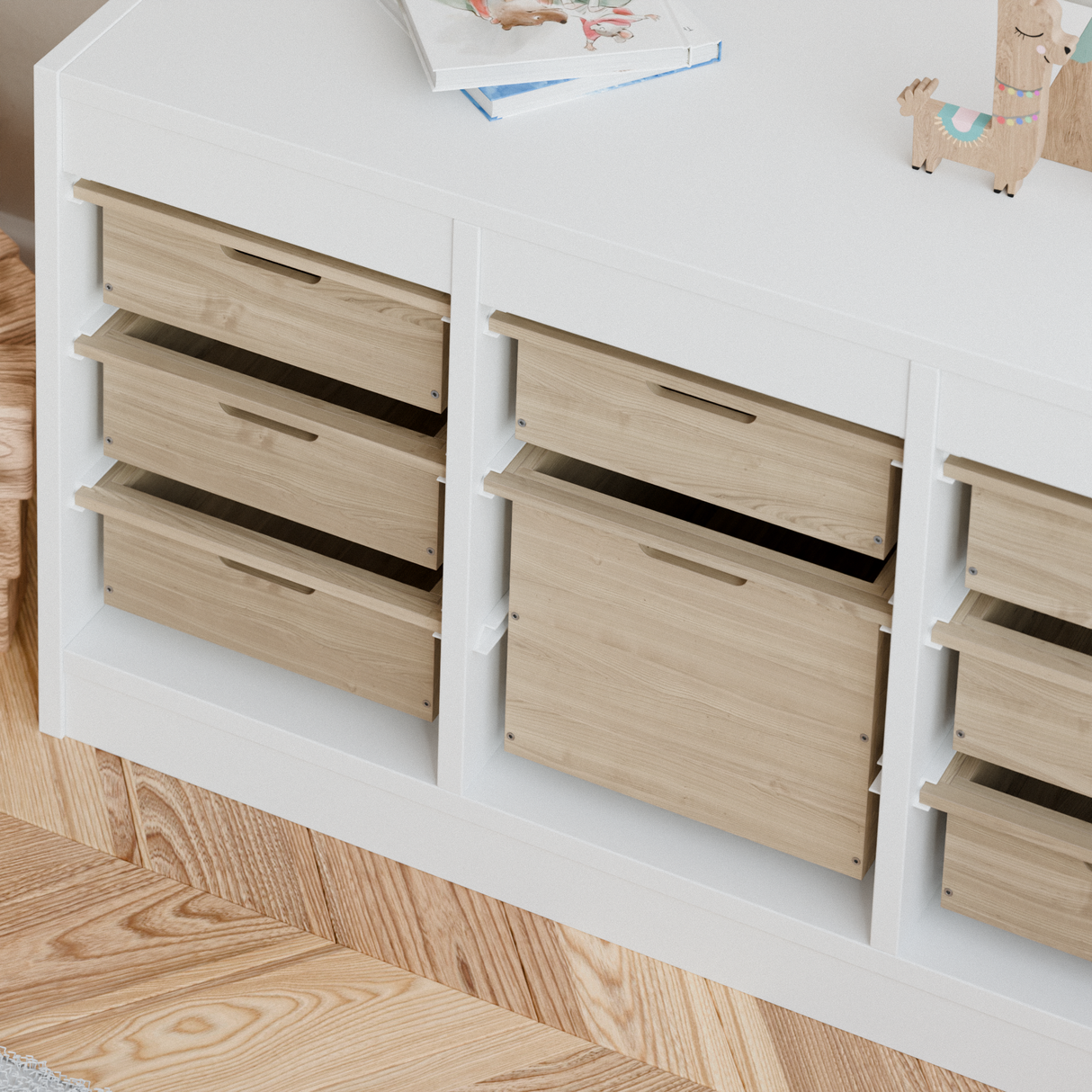 Holzkiste "TROVÄ" 42 x 30cm, Box aus Holz für IKEA Trofast Regal, verschiedene Höhen Trofast Box Clutter Cover