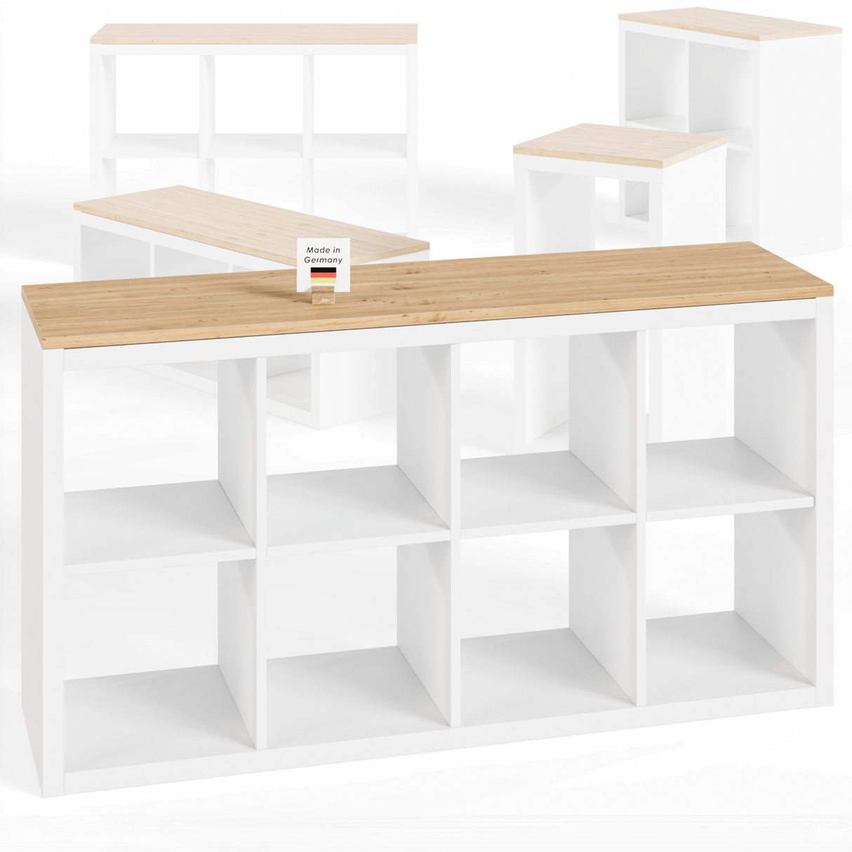 Holzplatte für IKEA Kallax Regal 1er, 2er, 3er oder 4er - Eiche Deckplatte Holzplatte Clutter Cover