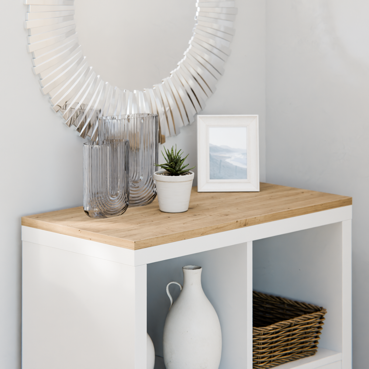 Holzplatte für IKEA Kallax Regal 1er, 2er, 3er oder 4er - Eiche Deckplatte 2er Kallax (765 x 392) Holzplatte Clutter Cover