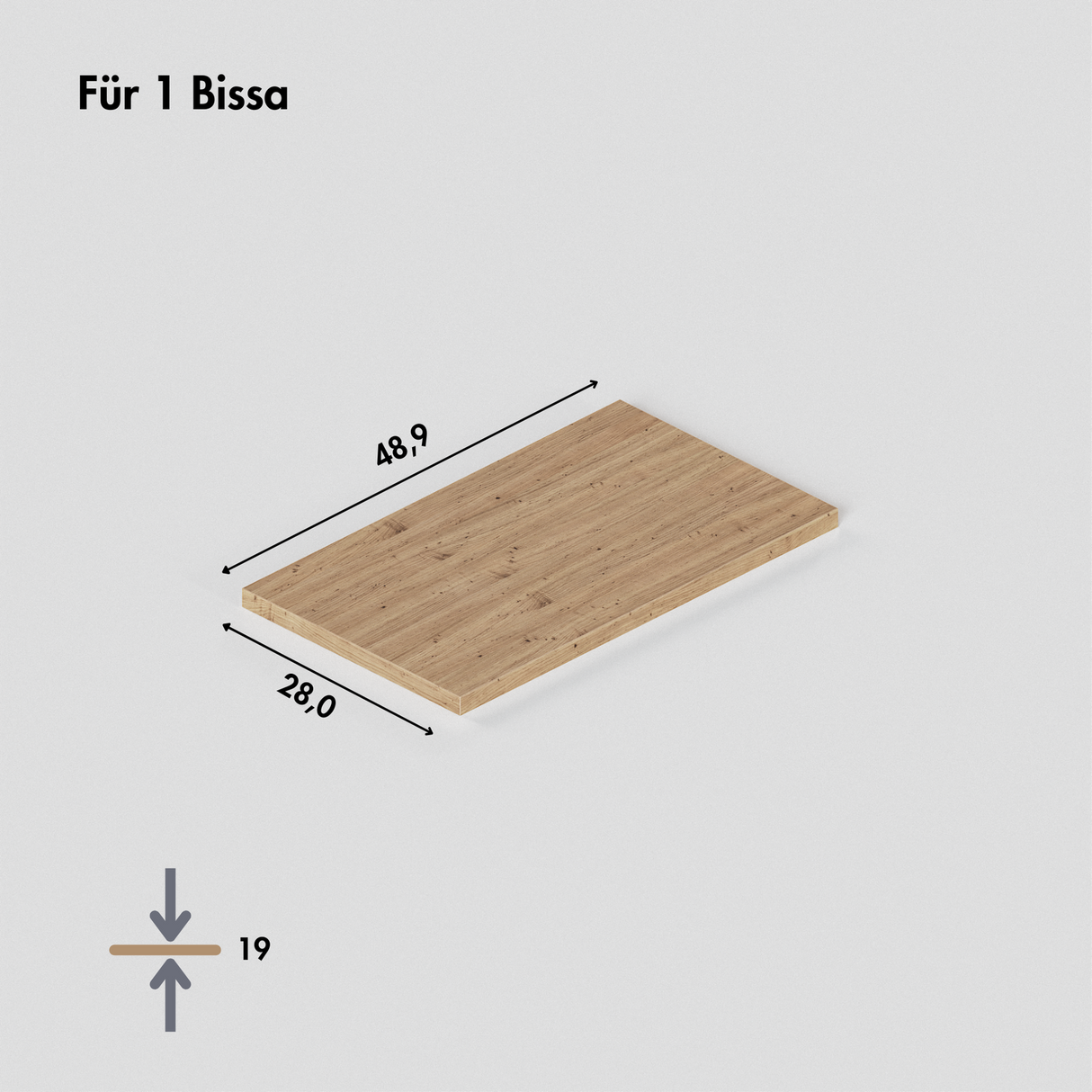Holzplatte für 1 IKEA Bissa Schuhschrank, 48,9 x 28,0cm - Eiche, Abdeckplatte für Schuhregal Holzplatte Clutter Cover