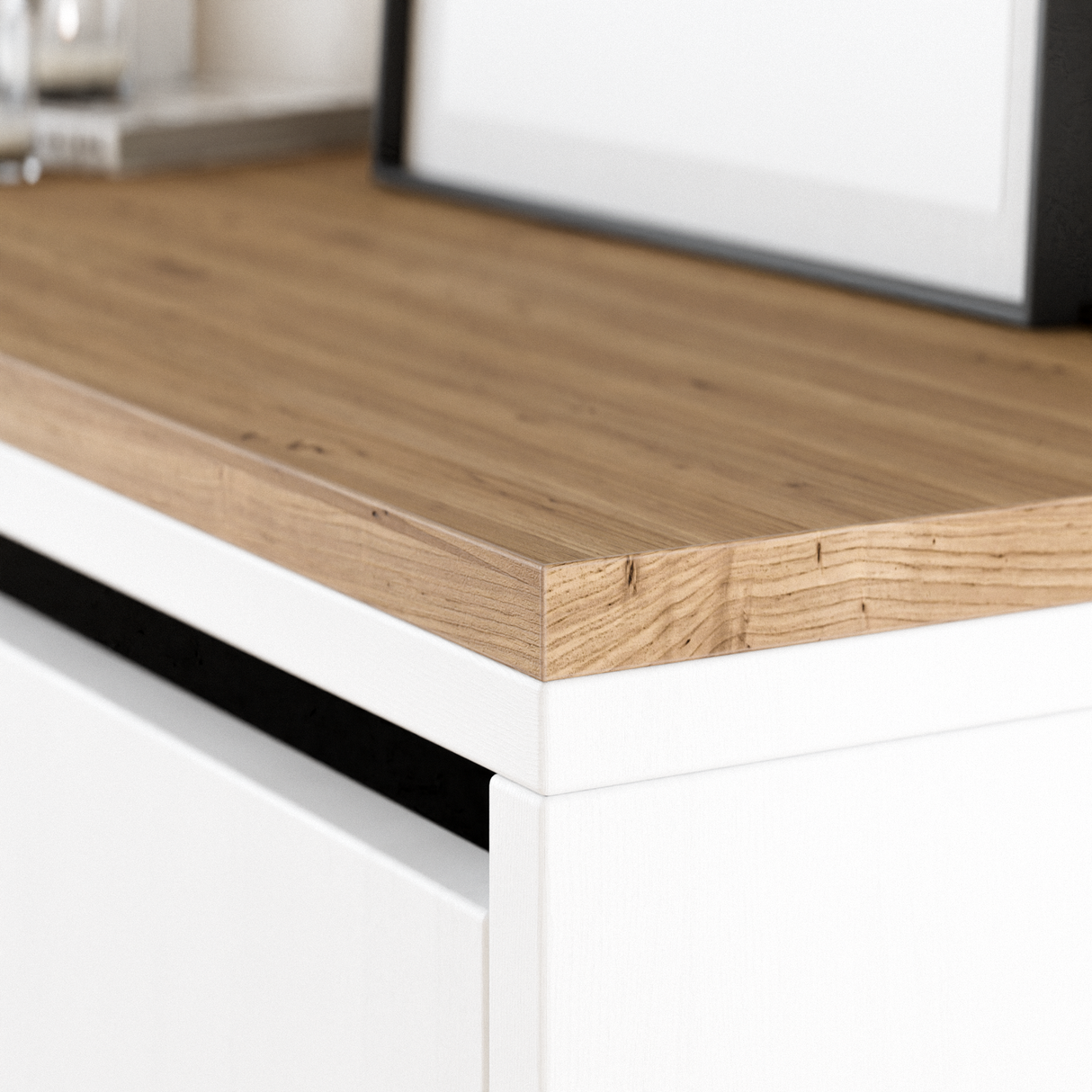 Holzplatte für 3 IKEA Bissa Schuhschränke nebeneinander, 147,0 x 28,0 cm – Eiche, Abdeckplatte für Schuhregal Holzplatte Clutter Cover