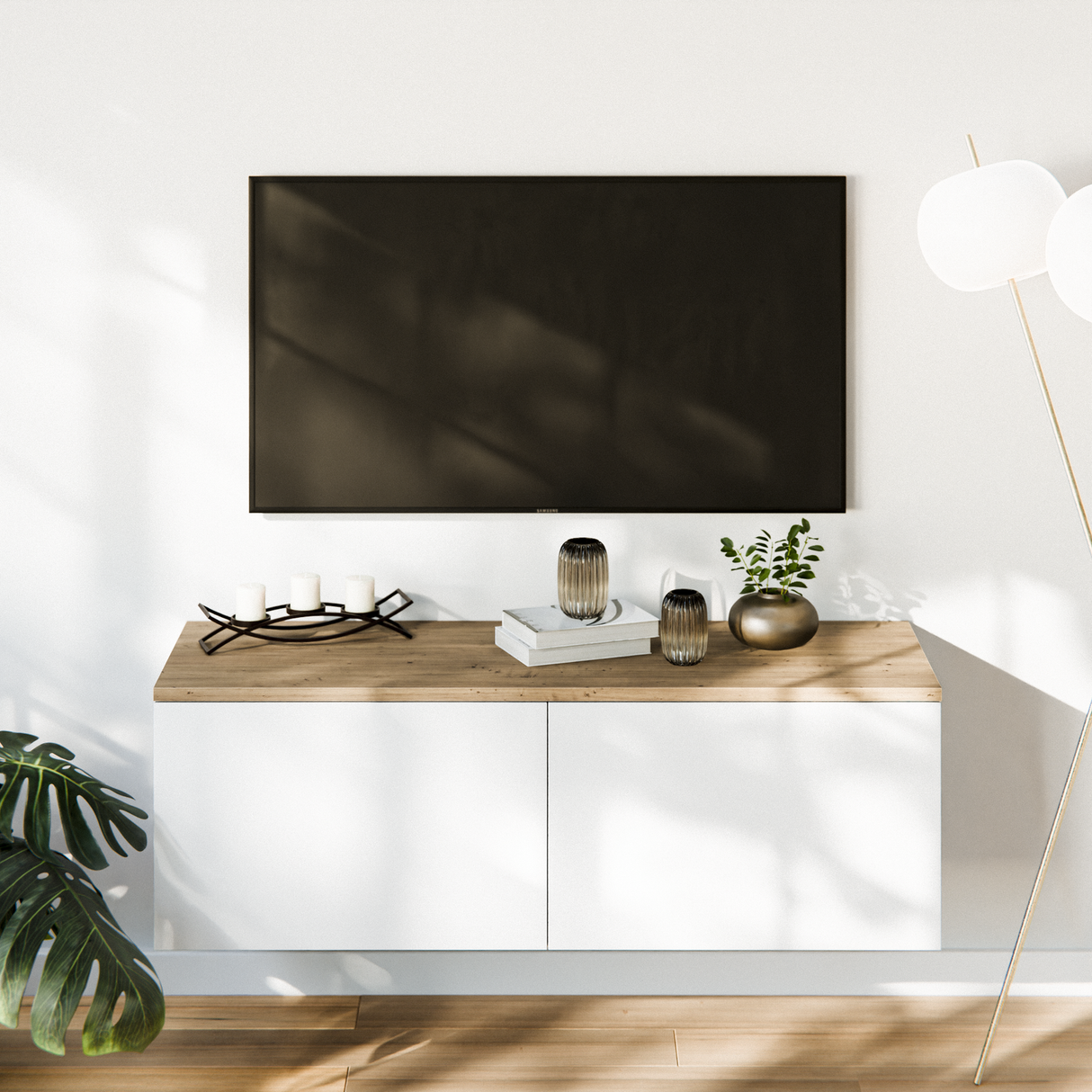 Holzplatte für IKEA Besta Regal 120 x 42cm, Eichen Deckplatte Holzplatte Clutter Cover