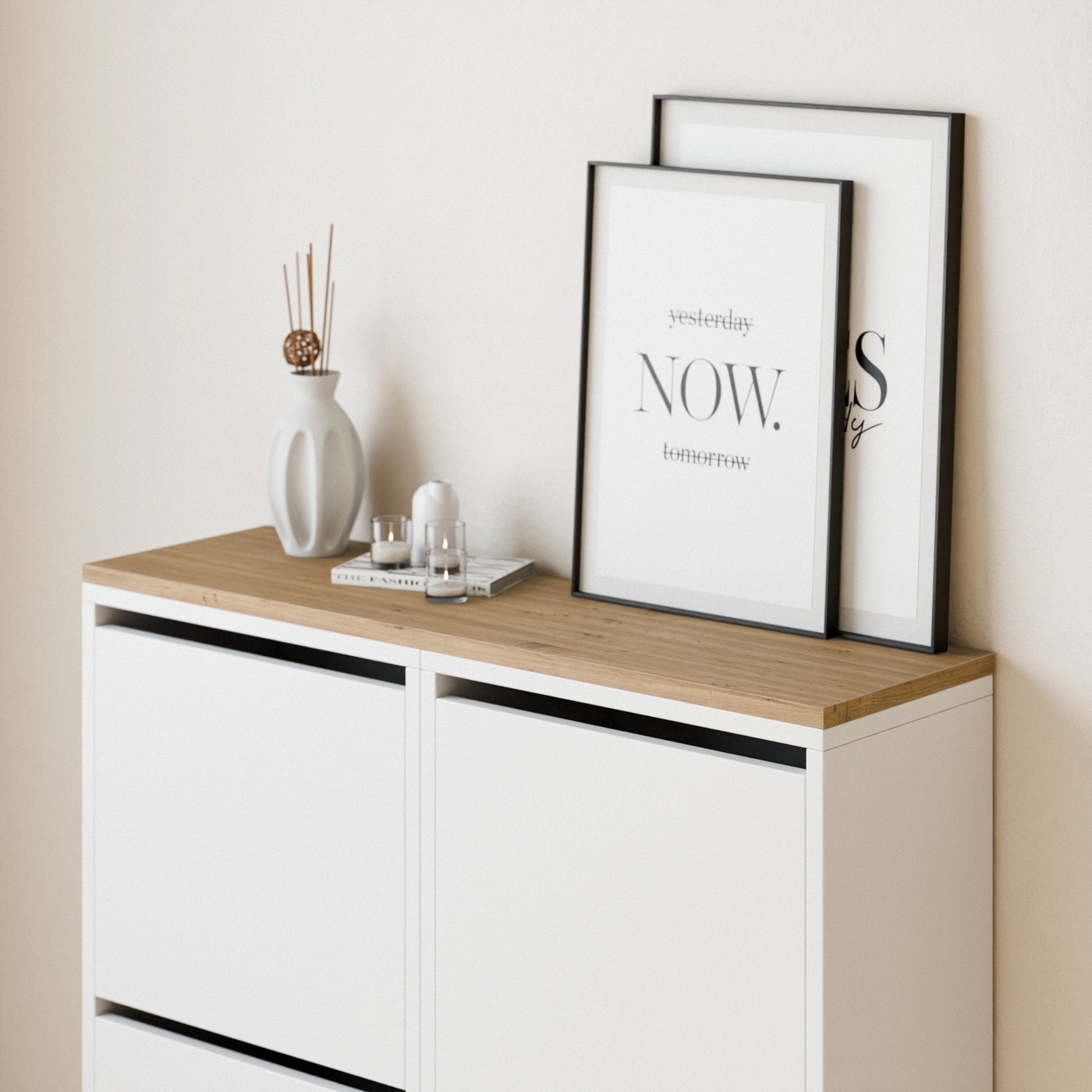 Holzplatte für IKEA Bissa Schuhschrank in verschiedenen Größen - Eiche, Abdeckplatte für Schuhregal Für 2 Bissa (97.8 x 28.0cm) Holzplatte Clutter Cover